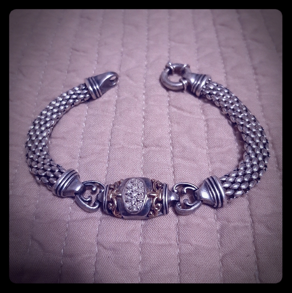 Sterling Bracelet w/ 14K accents and Diamonds